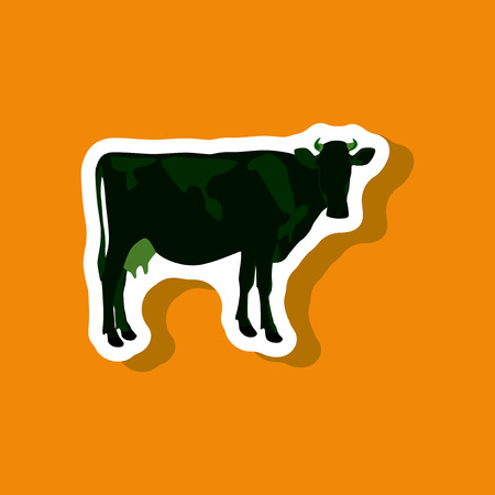 cow paper sticker on stylish backgroundのイラスト素材
