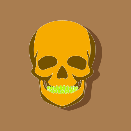 human skull paper sticker on stylish backgroundのイラスト素材