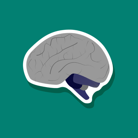 brain paper sticker on stylish backgroundのイラスト素材
