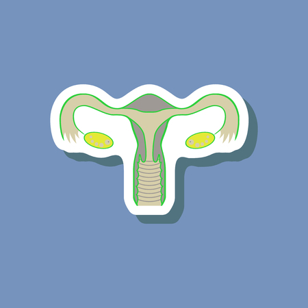 paper sticker on stylish background female reproductive systemのイラスト素材