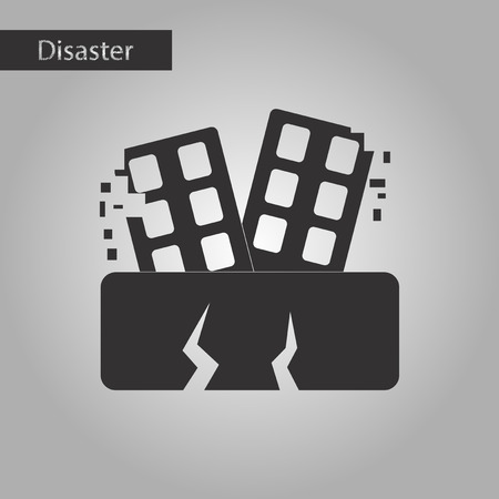 black and white style icon natural disaster earthquake houseの写真素材