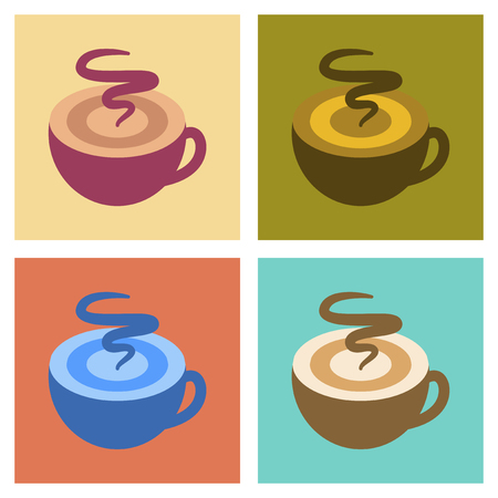 assembly flat icons coffee cup flavorのイラスト素材