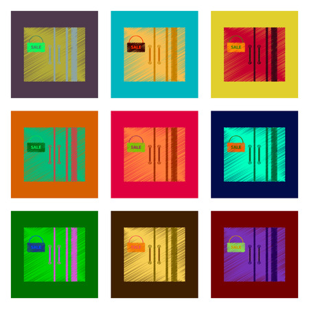 set of flat shading style icon wardrobe sale Black Fridayのイラスト素材