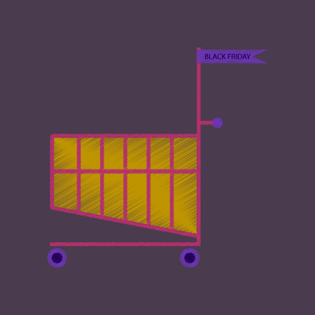flat shading style icon Shopping Cart black Fridayのイラスト素材