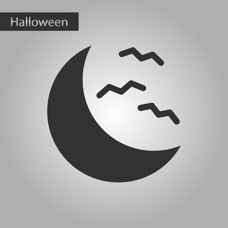 Black and white style icon halloween moon batsのイラスト素材