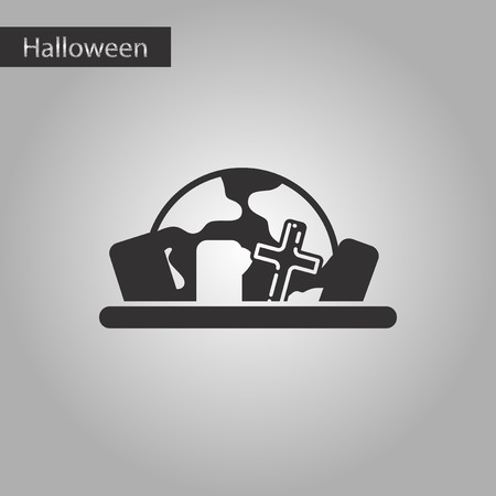 Black and white style icon halloween cemetery Full Moonのイラスト素材