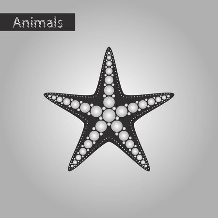 Black and white style icon of starfishのイラスト素材