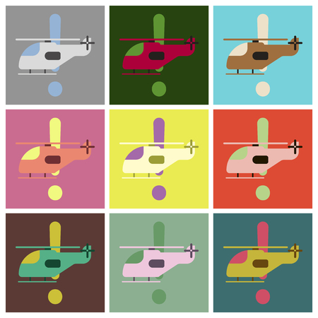 Set of icons in flat design helicopterのイラスト素材