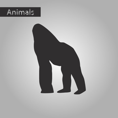 black and white style icon of gorillaのイラスト素材