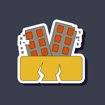paper sticker on stylish background natural disaster earthquake houseのイラスト素材