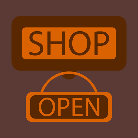 Vector illustration of flat icon label store openedのイラスト素材