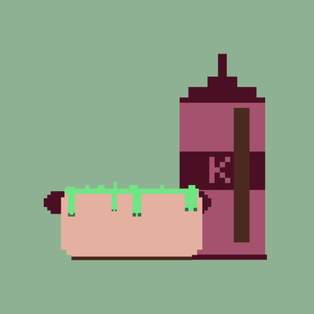 pixel icon in flat style hotdog and ketchupのイラスト素材