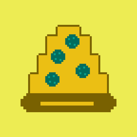 pixel icon in flat style pizza with salamiのイラスト素材