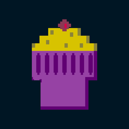 pixel icon in flat style fruit muffinのイラスト素材