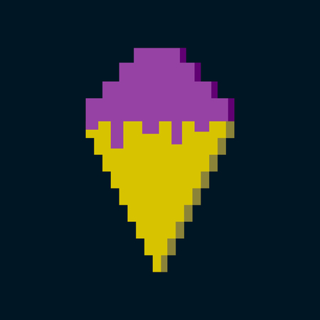 pixel icon in flat style ice cream coneのイラスト素材