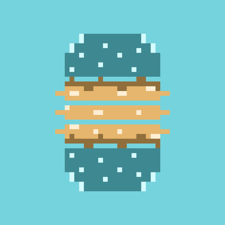 pixel icon in flat style burgerのイラスト素材