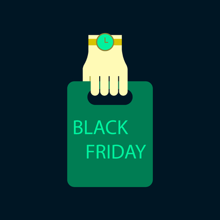 Flat icon of Package in hand Black Fridayのイラスト素材