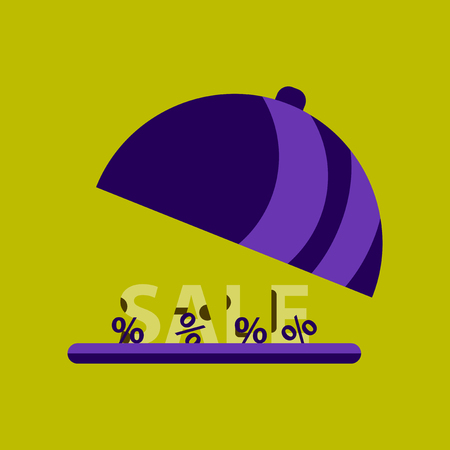 Flat icon of sale percent dish coverのイラスト素材
