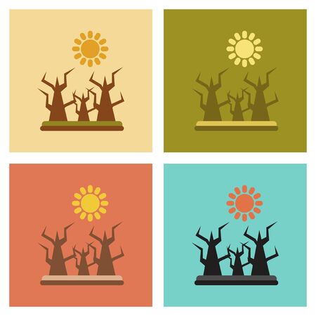 assembly flat icons nature drought disasterのイラスト素材