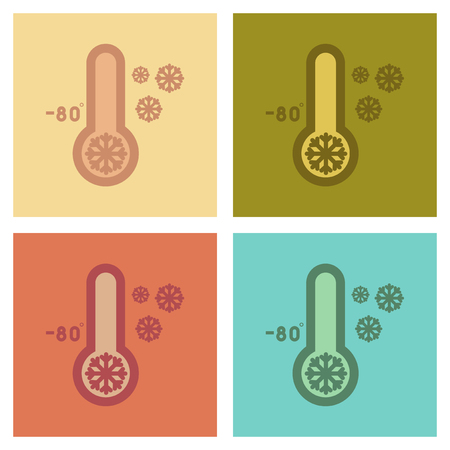 assembly flat icons nature thermometer cold weatherのイラスト素材
