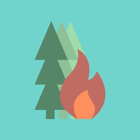 flat icon on stylish background forest fireのイラスト素材