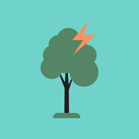 flat icon on stylish background lightning treeのイラスト素材
