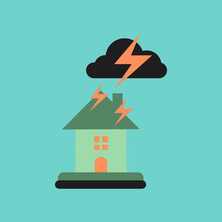 flat icon on stylish background lightning houseのイラスト素材