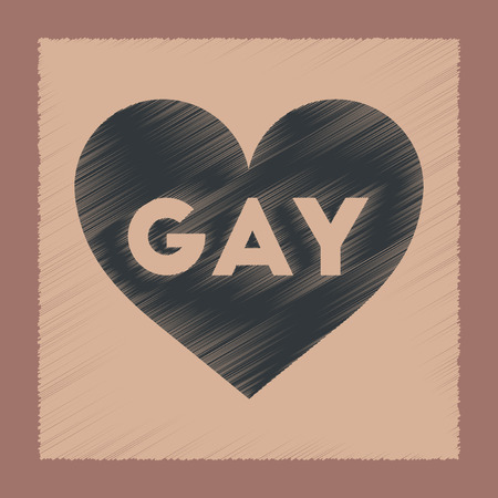 flat shading style icon heart gaysのイラスト素材