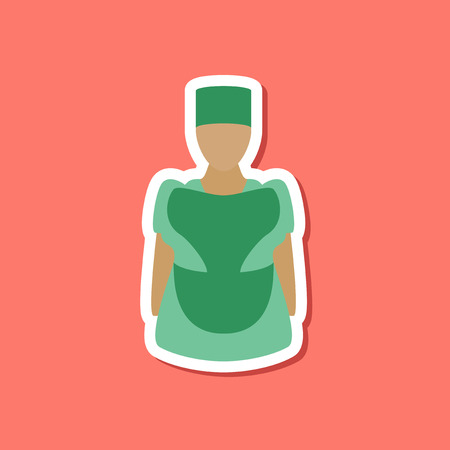 paper sticker on stylish background woman chefのイラスト素材