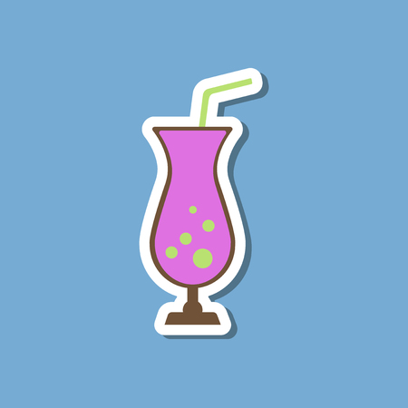 paper sticker on stylish background glass of cocktailのイラスト素材