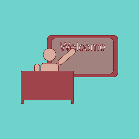 flat icon thin lines table board teacherのイラスト素材