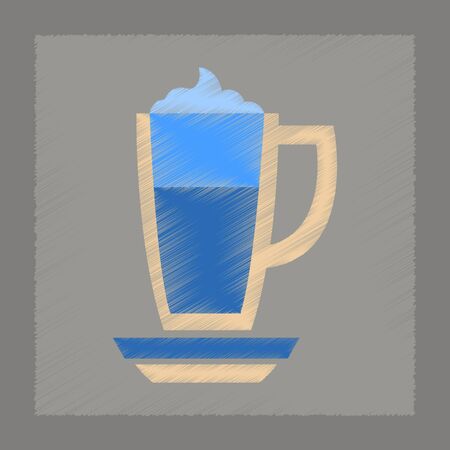 flat shading style icon cup coffee latteのイラスト素材