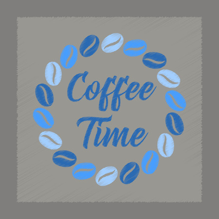 flat shading style icon Coffee time logoのイラスト素材