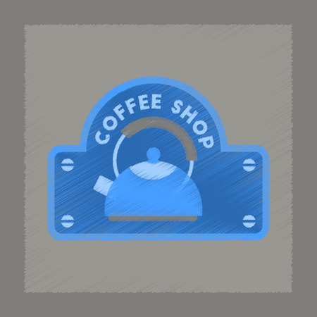 flat shading style icon Coffee shop logoのイラスト素材