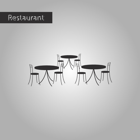 black and white style icon tables and chairsのイラスト素材