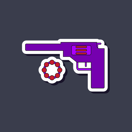 paper sticker on stylish background Kids toy pistolのイラスト素材