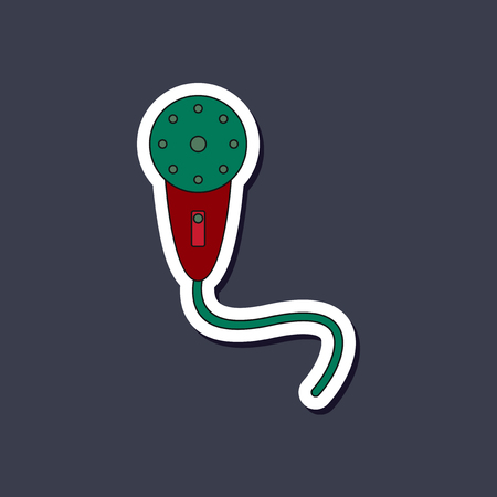 paper sticker on stylish background Kids toy microphoneのイラスト素材