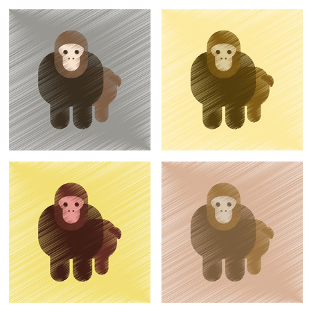 assembly flat shading style icons Cartoon monkeyのイラスト素材
