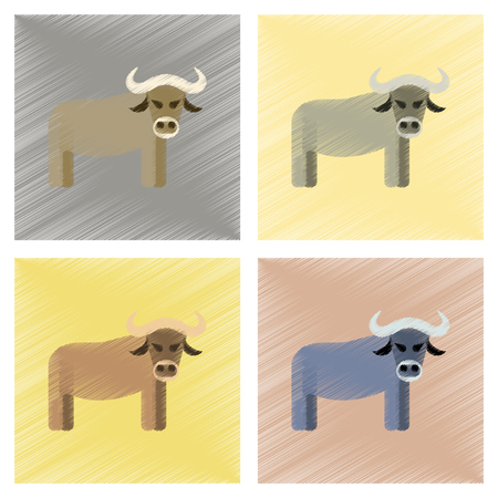 Assembly flat shading style icons cartoon bullのイラスト素材