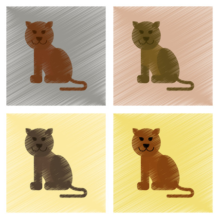 assembly flat shading style icons cartoon pantherのイラスト素材