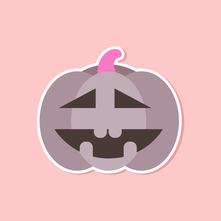 paper sticker on stylish background halloween pumpkinのイラスト素材