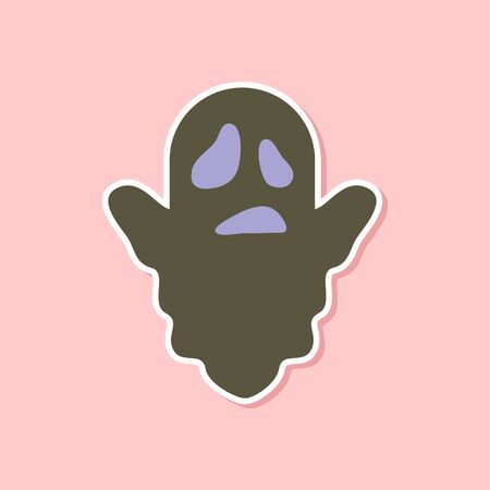 paper sticker on stylish background Halloween ghostのイラスト素材