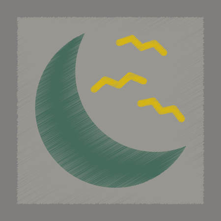 Flat shading style icon halloween moon batsのイラスト素材