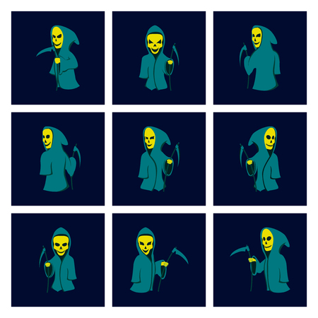 assembly flat illustration halloween death scytheのイラスト素材