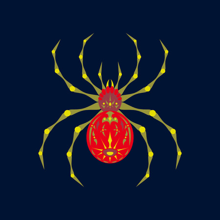 flat illustration on background of halloween spiderのイラスト素材