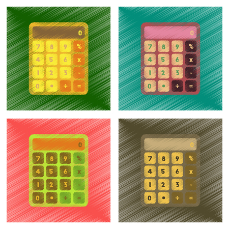 assembly flat shading style icons electronic calculatorのイラスト素材