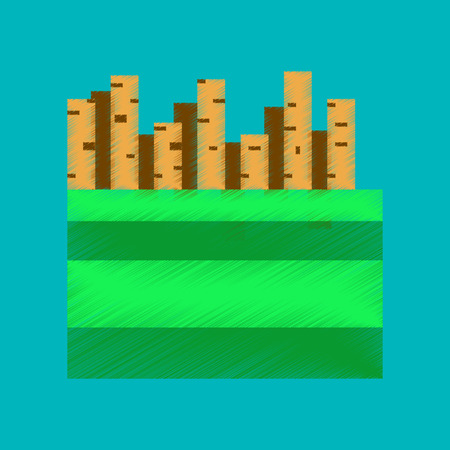 flat shading style icon pixel French friesのイラスト素材