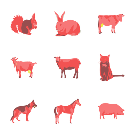 Set of vector illustration in flat style animalsのイラスト素材