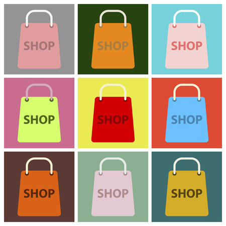 Vector illustration of flat icons set basket shopのイラスト素材