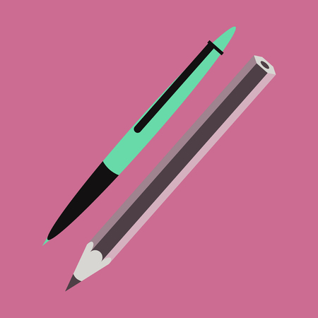 Icon in flat design fashion Pen and pencilのイラスト素材